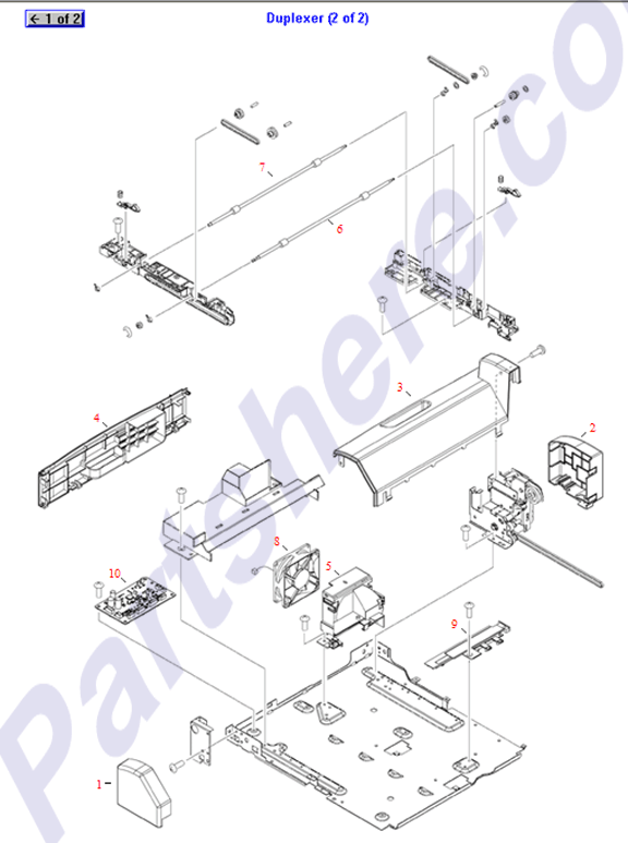 HP parts picture diagram for RC1-7754-010CN, RM1-4291-020CN, RC1-7755-000CN, RC1-7756-000CN, RC1-7757-000CN, RC1-7760-000CN, RC1-7783-000CN, RC1-7790-000CN, RK2-1067-000CN, RK2-1069-000CN